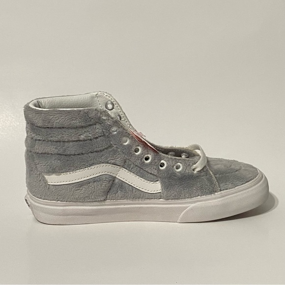 Vans Old Skool Sk8 Hi Women’s 7 Sherpa Gray Grey White Skate Shoe Fur NEW - Picture 6 of 10